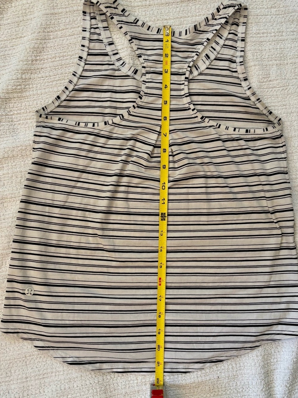 Lululemon Love Racerback Tank *Pleated Cut Back Stripe White Black - Picture 9 of 9